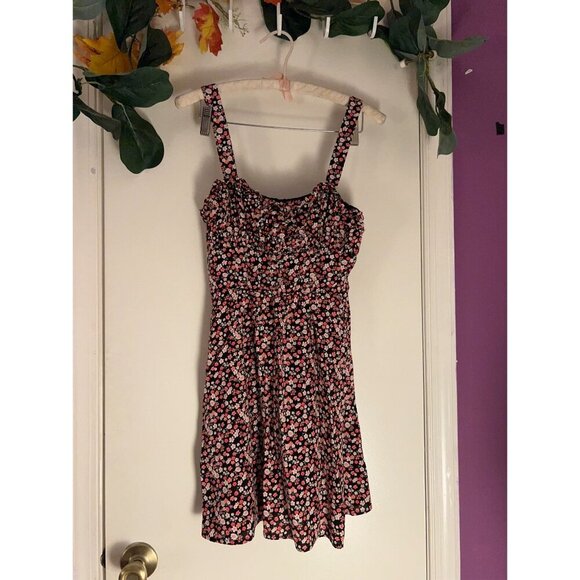 Row A Floral Multicolored/Mini dress M smock stretch back - Picture 1 of 15